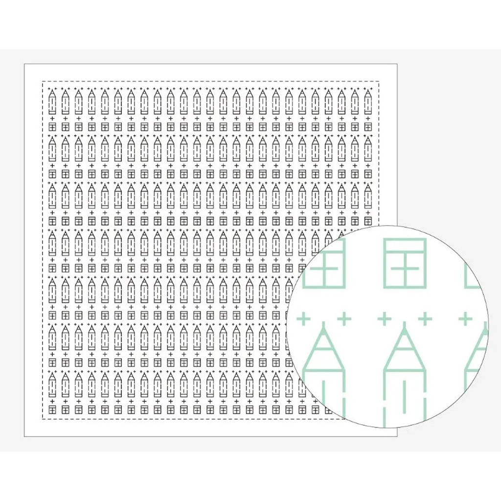 Pencil and Eraser, Sashiko Cloth, White