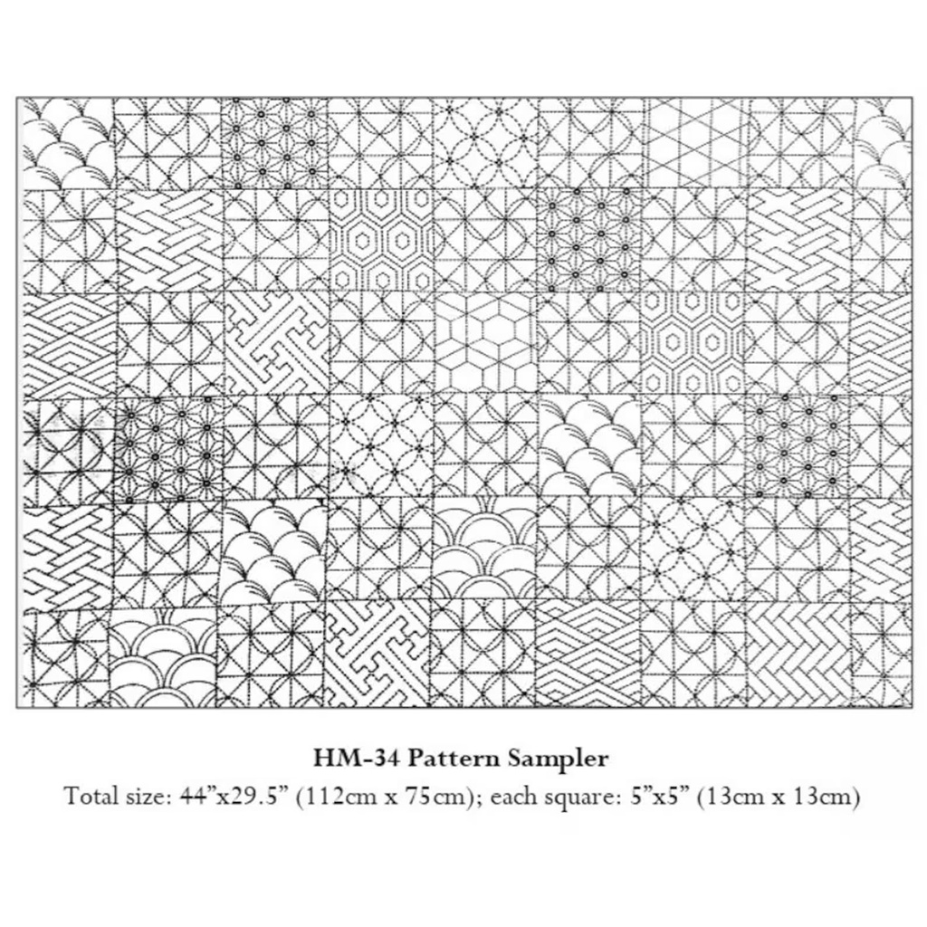 Pattern Sampler, Sashiko Cloth, Navy