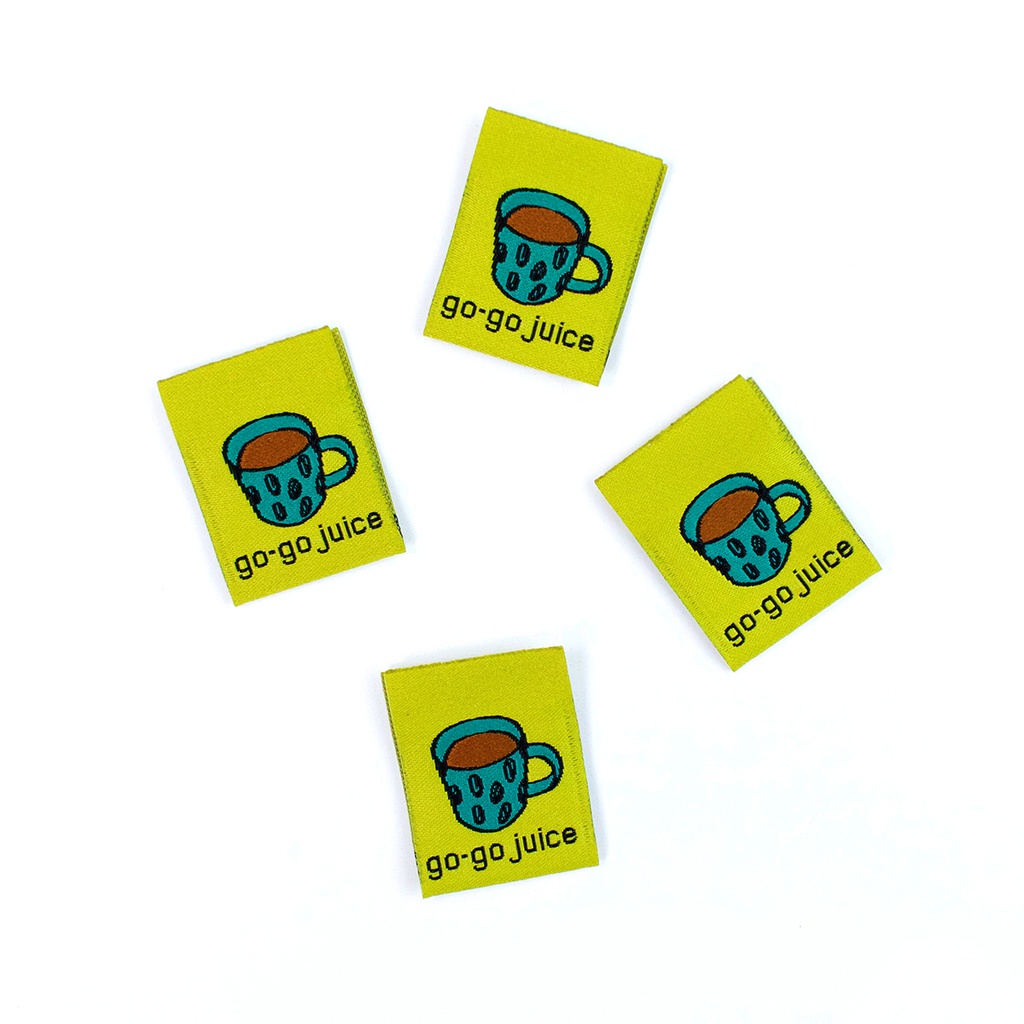 [KMWL-GGJ] "Go-Go Juice" Woven Labels, 4pk