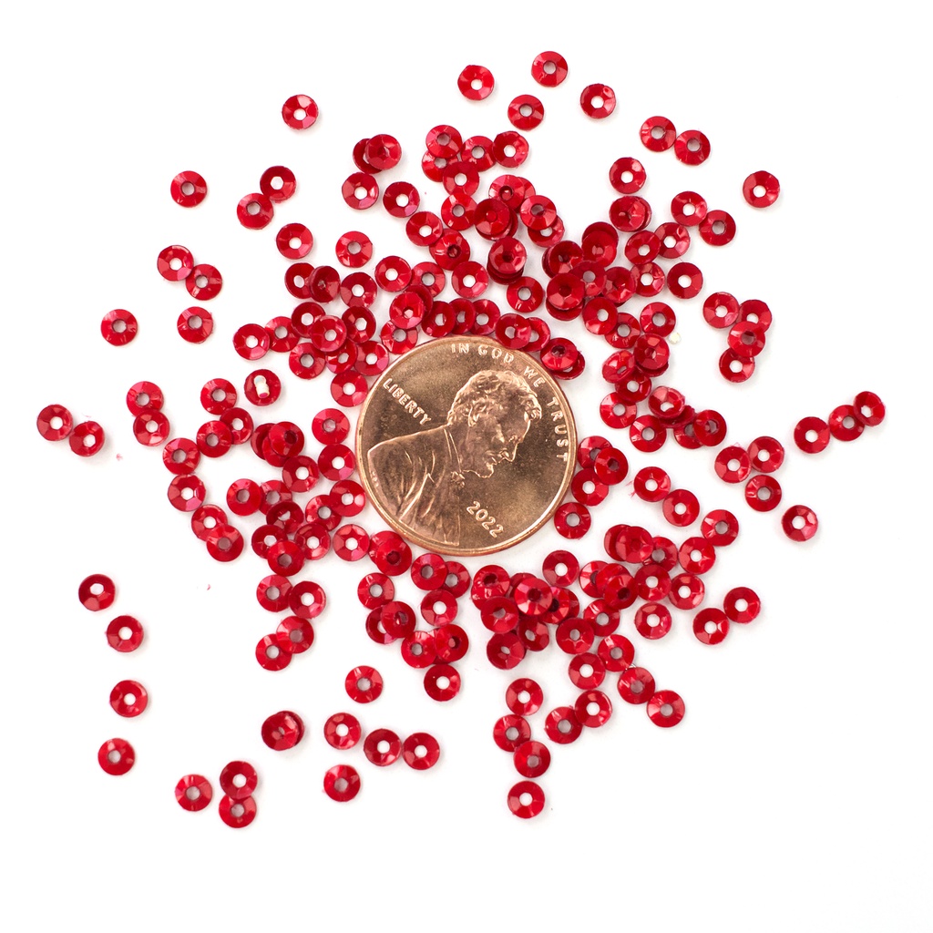 3mm Cup Sequins, Red