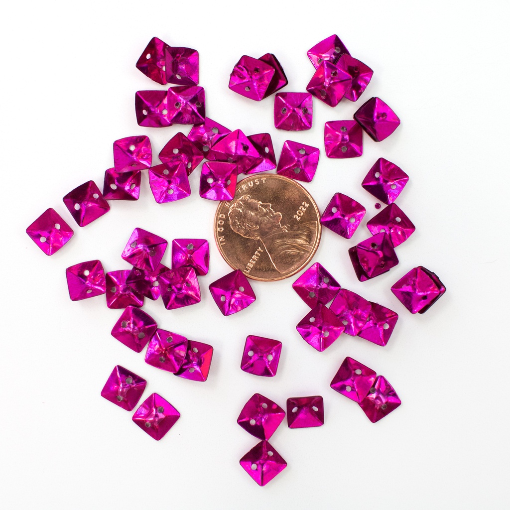 7mm Square Sequins, Magenta Pink