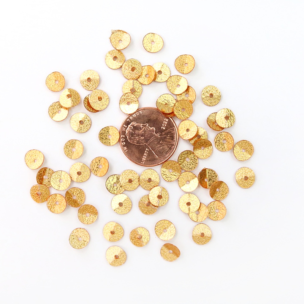 [S124] 7mm Round Folded Sequins, Textured Gold