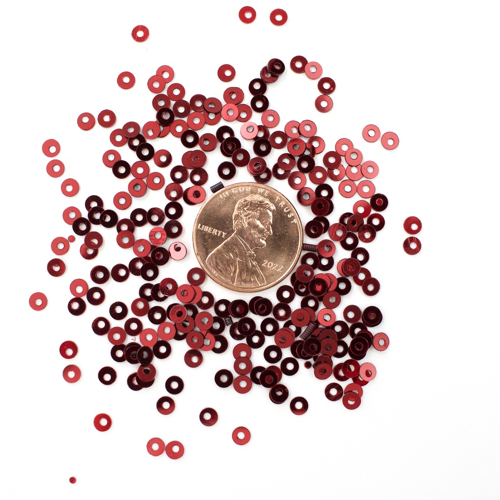 [S307] 3mm Flat Sequins, Rich Red