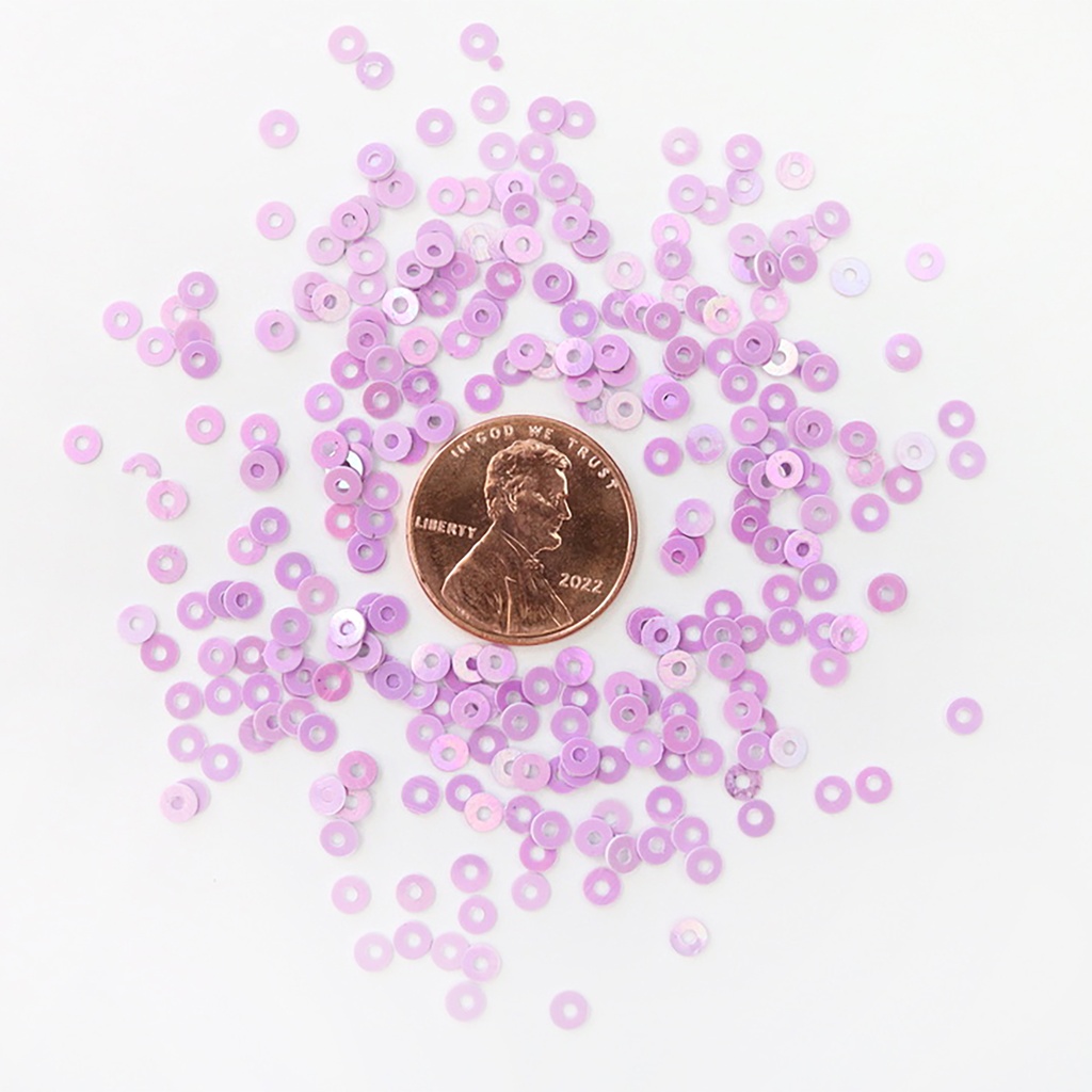 3mm Flat Sequins, Matte Mauve with Pale Multi Lights
