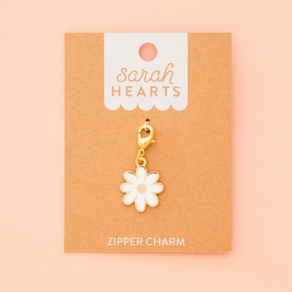 White Daisy Zipper Charm