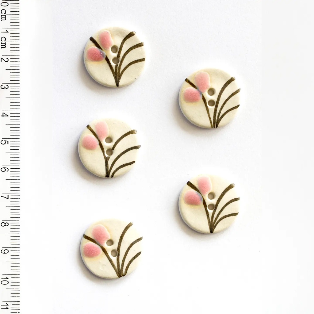 Pink Floral Hand-Painted Buttons