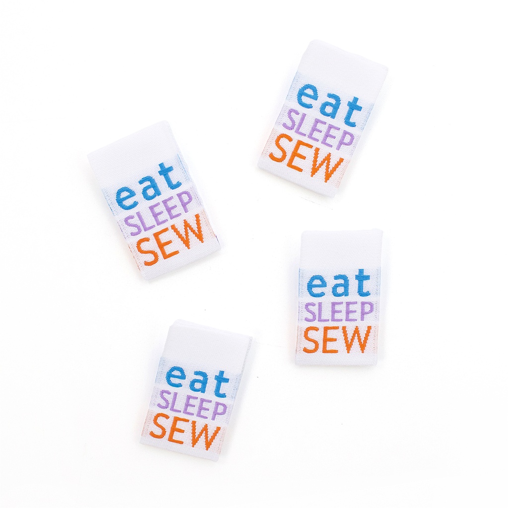 "Eat, Sleep, Sew" Woven Labels, 4pk