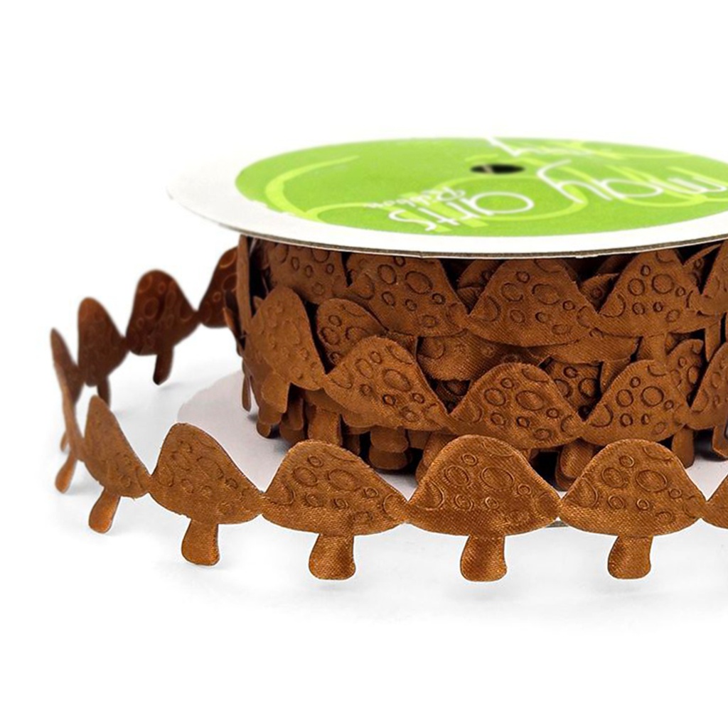 Ribbon Yardage - RustÂ Mushrooms