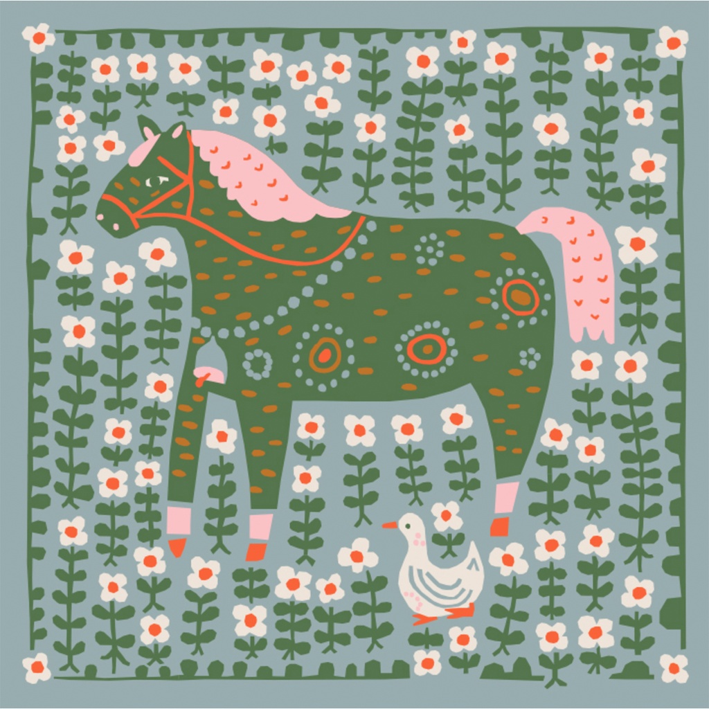 Folk Horse Quilt Panel