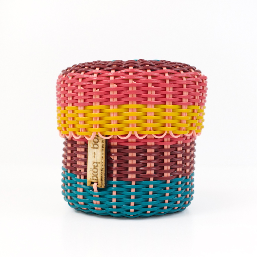 [SMST6] Boxi Storage, Small Lidded 6" Stripe