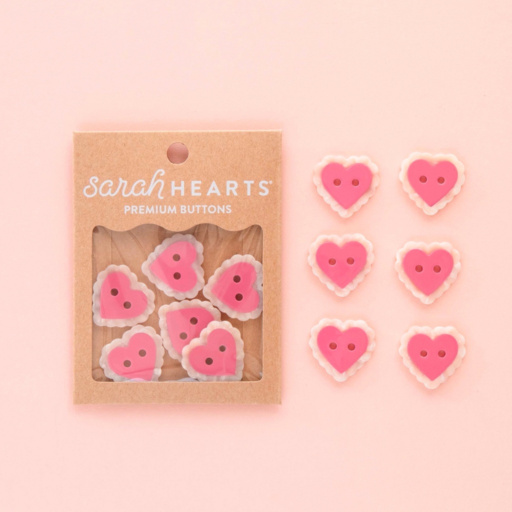 [BT12] Pink Sweet Heart Button Pack  (Large 1")