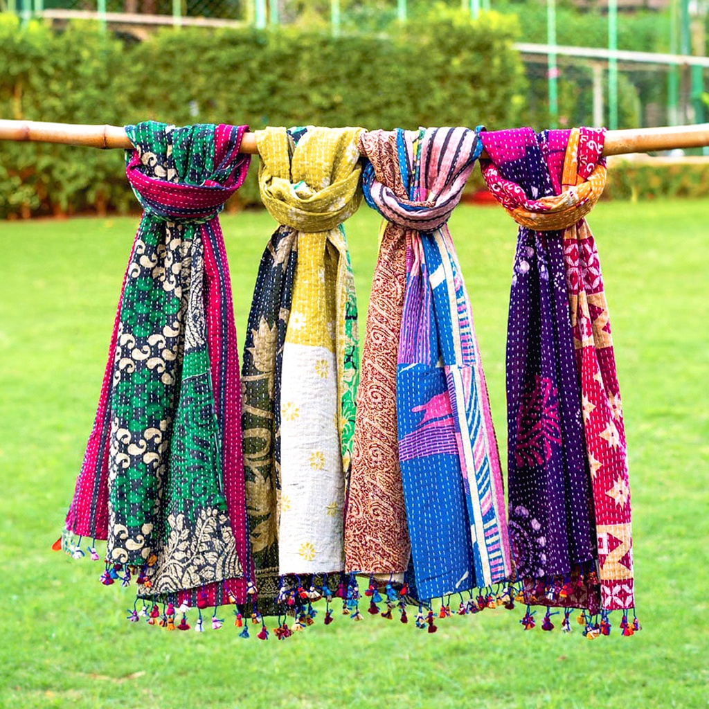 Assorted Cotton Kantha Scarf