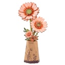Light Orange Gerbera Daisy Rowood Diy Wooden Flower 3D Puzzle