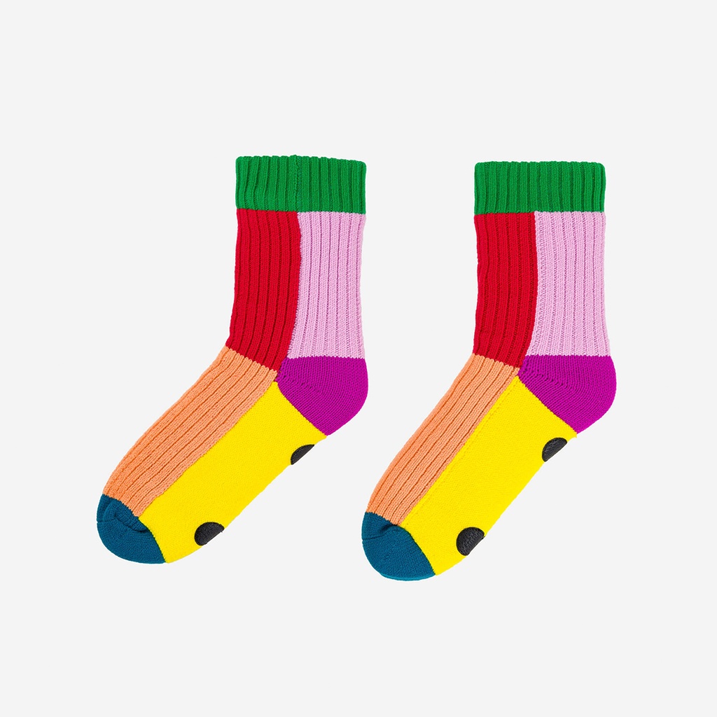 [KALXL] Verloop  Kaleidoscope Knit House Socks - Peach Red (L/XL - W 9.5-12.5 or M 8-11)