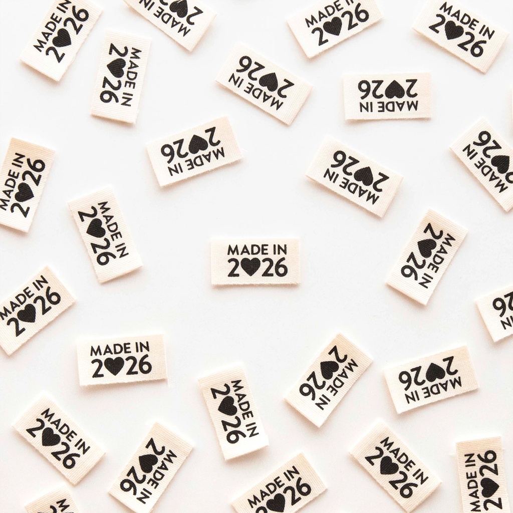 "Made in 2026", Organic Cotton Labels, 8pk