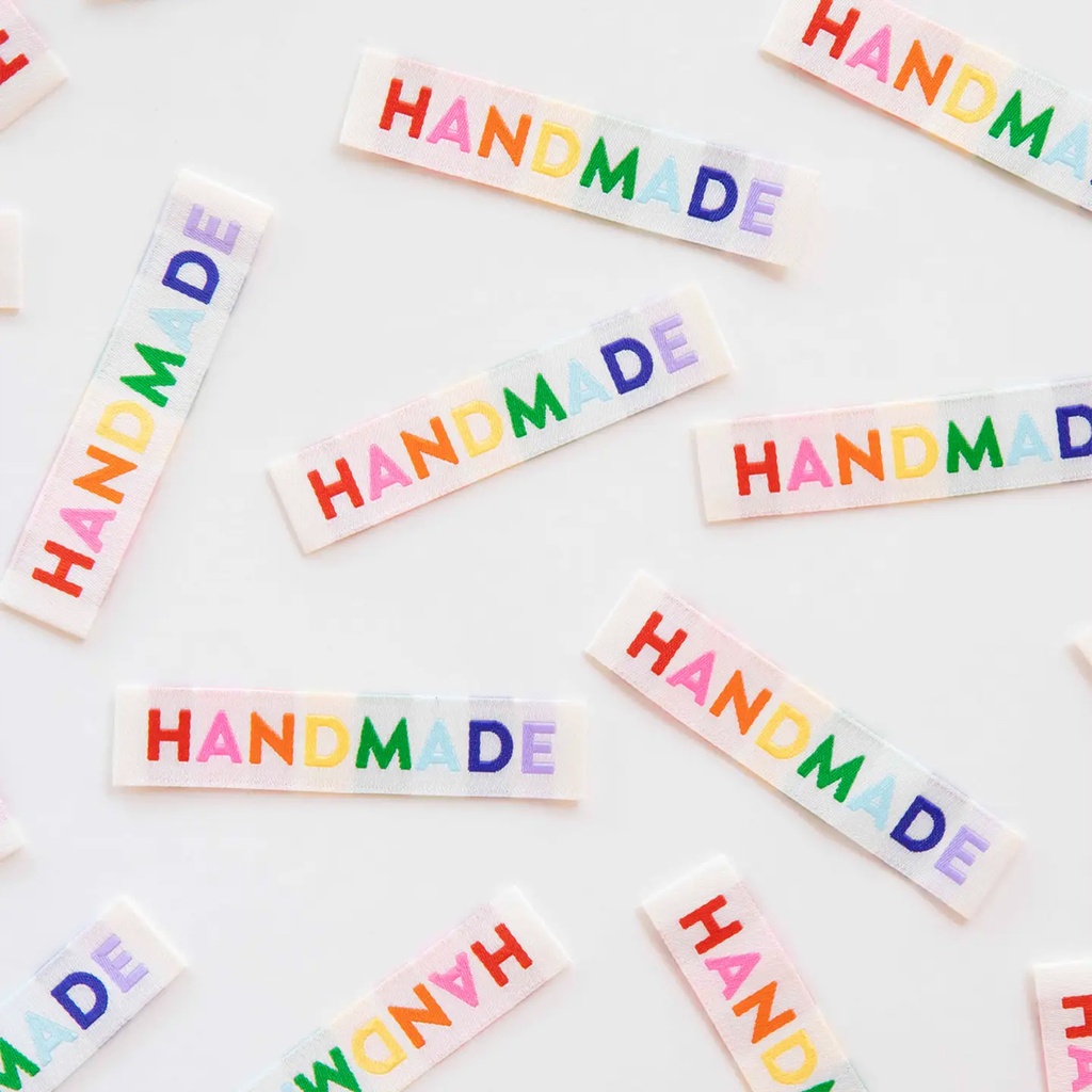 [LP252] "Handmade" Woven Sewing Labels, Rainbow Colors, 8pk