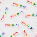 "Handmade" Woven Sewing Labels, Rainbow Colors, 8pk