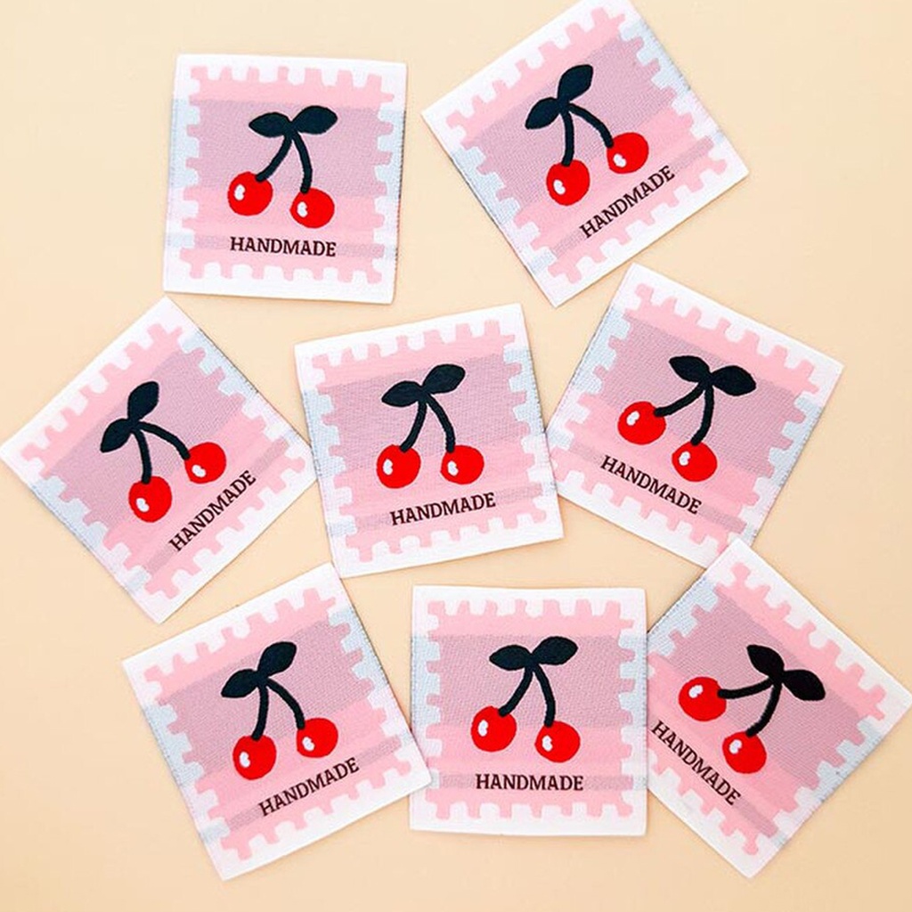 [LABEL_SIWL26] Cherry Pink Sewing Woven Labels, 8pk