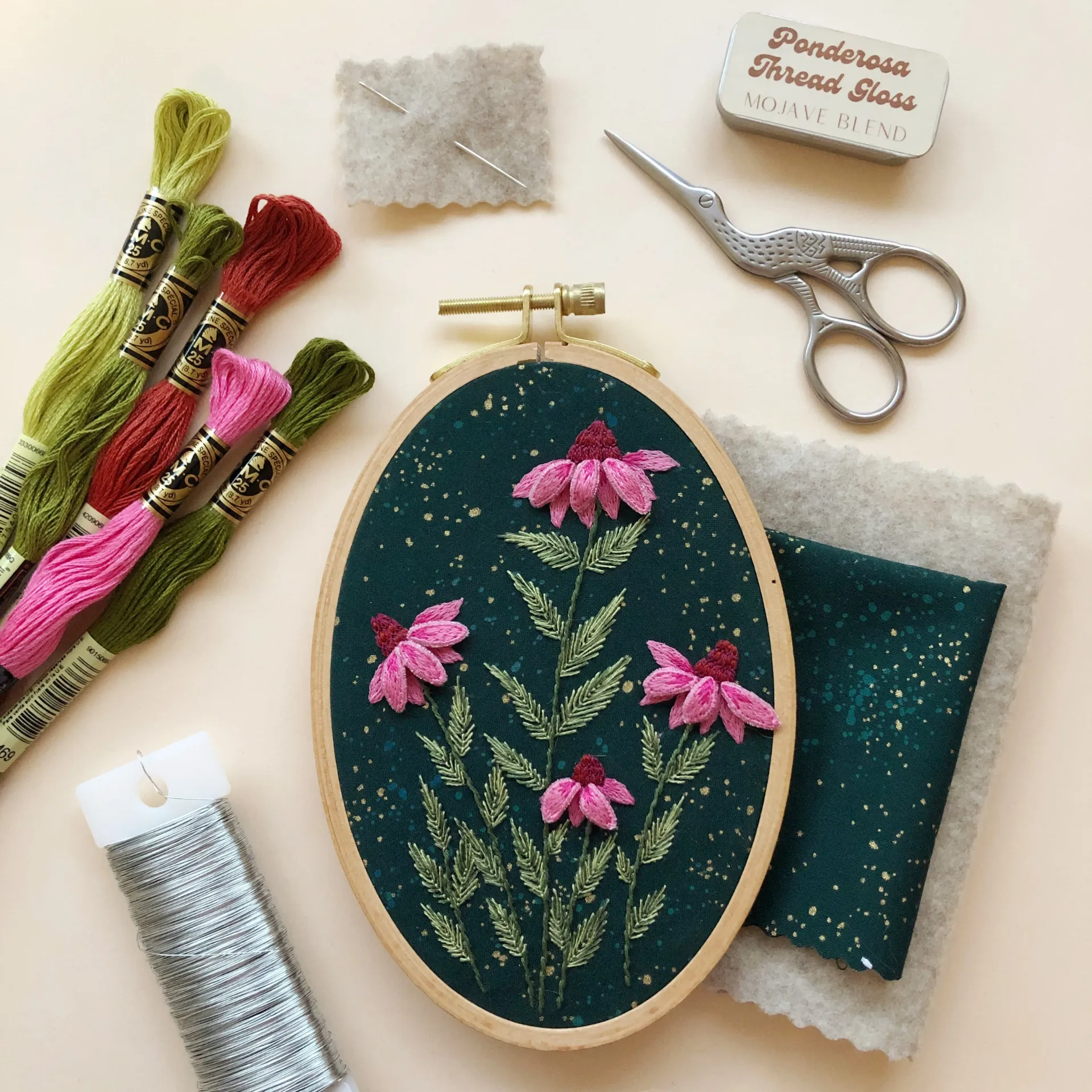 [EK_MCJ126] 3D Coneflowers - Embroidery Kit