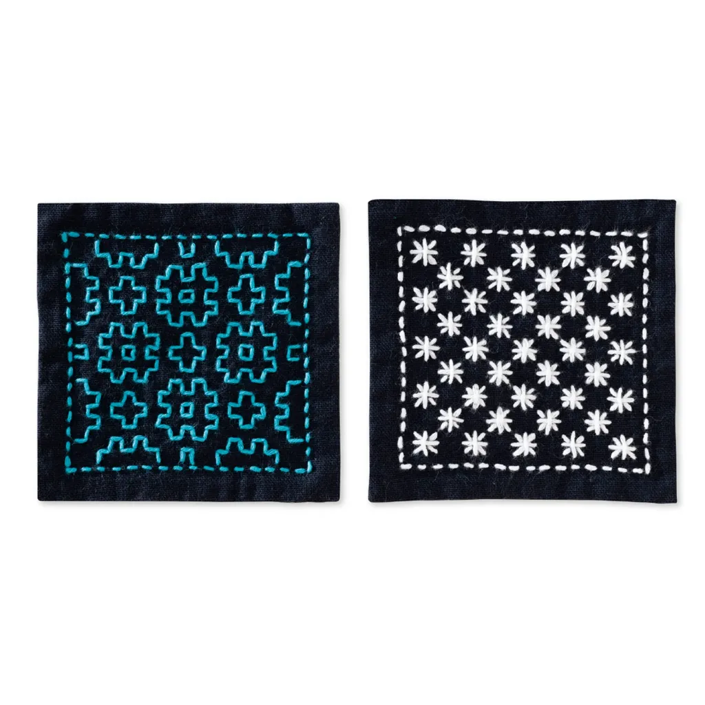 [KT_SHZ-0479] Sashiko Hitome-zashi 2-Piece Coaster Kit (Navy 479)