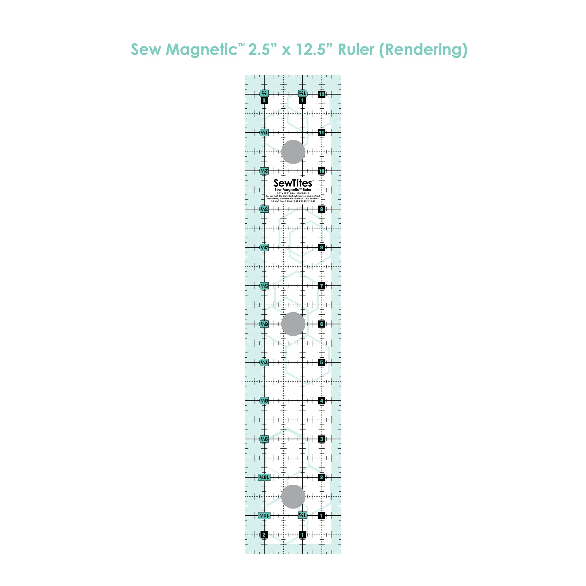 [NOT_SM2x12-RH] Sew Magnetic 2.5 x 12.5" Ruler (Right-handed)