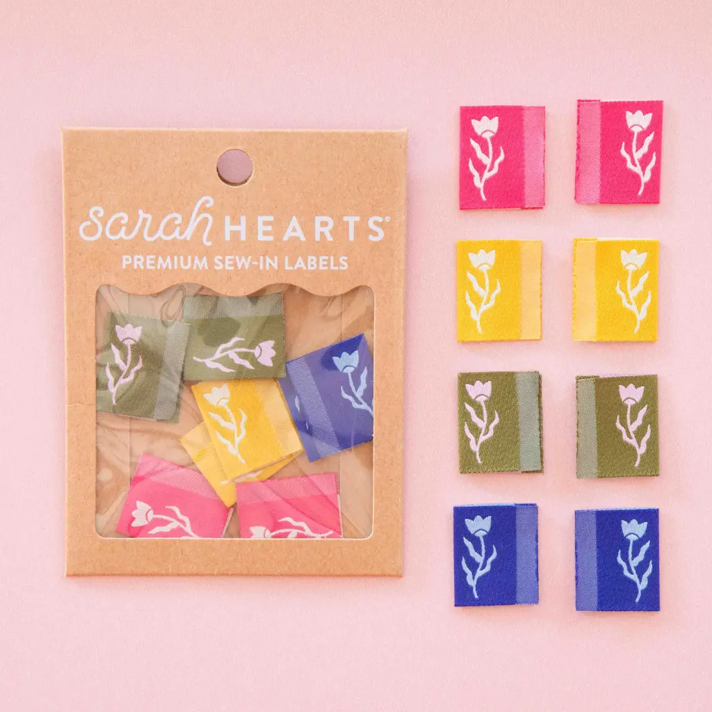 Tiny Floral Side Woven Sewing Labels, 8pk