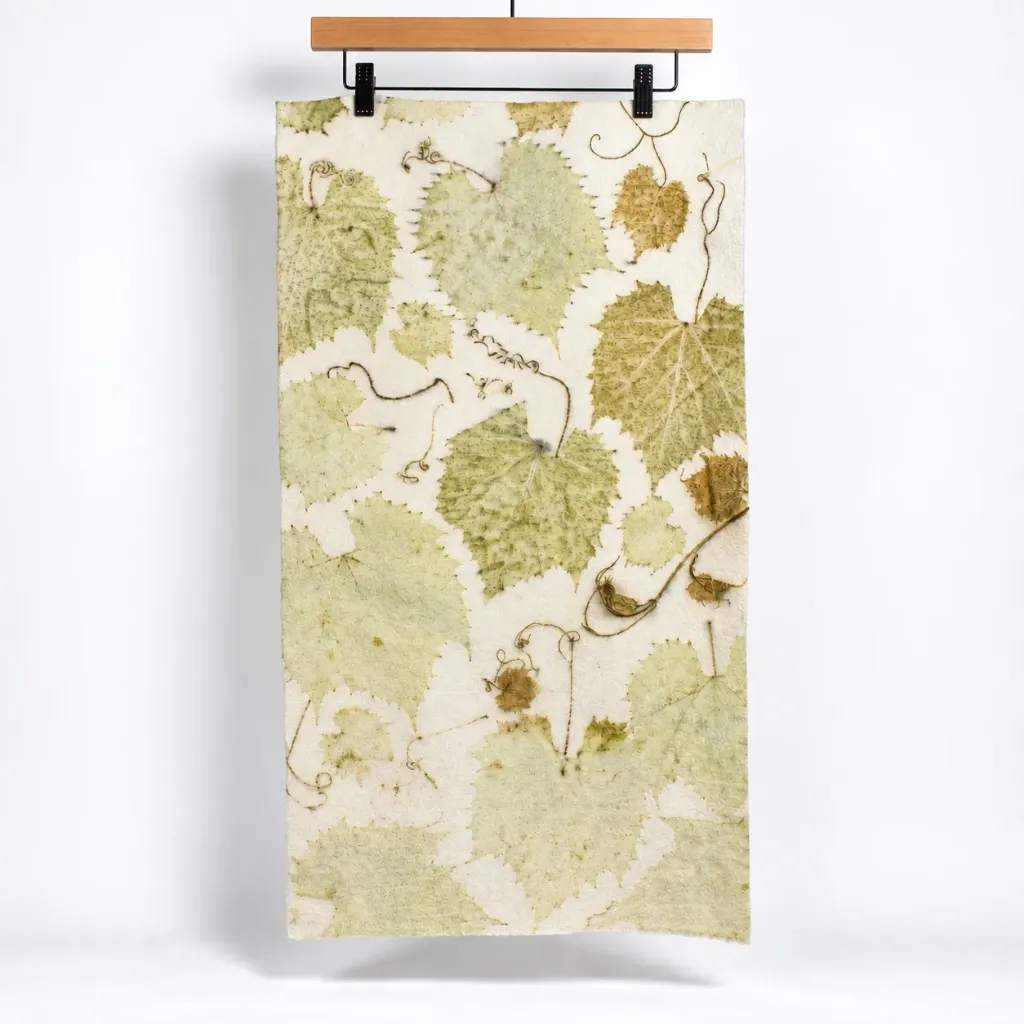 [HDWECO-038] Eco Print Wool Fat 1/4 - Grape Leaves