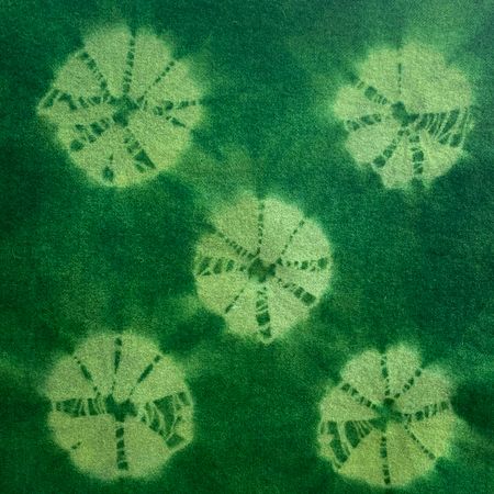 Hand Dyed Shibori Wool - Green Tea