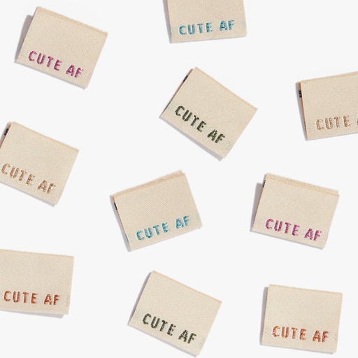 [KMWL-S29-CAF] "Cute AF" Woven Labels, 10pk
