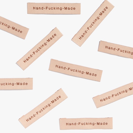 [KMWL-S29-HFM] "Hand F***ing Made" Woven Labels, 10pk