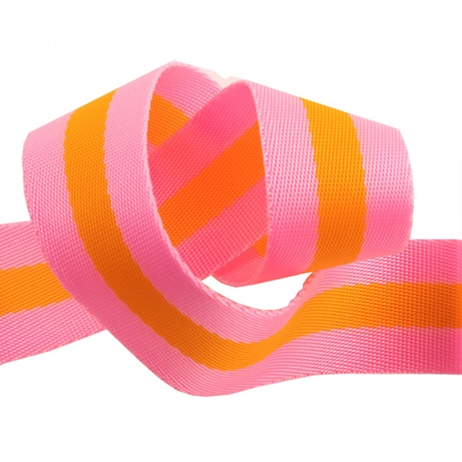 [RBYD_TK90-2] 1- 1/2" Webbing - Pink and Orange