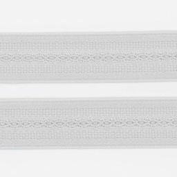 [RBYD_227] Ribbon Yardage - Natural Ribbon Chain Stitch Fog Grey