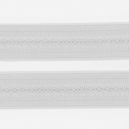 [RBYD_227] Ribbon Yardage - Natural Ribbon Chain Stitch Fog Grey