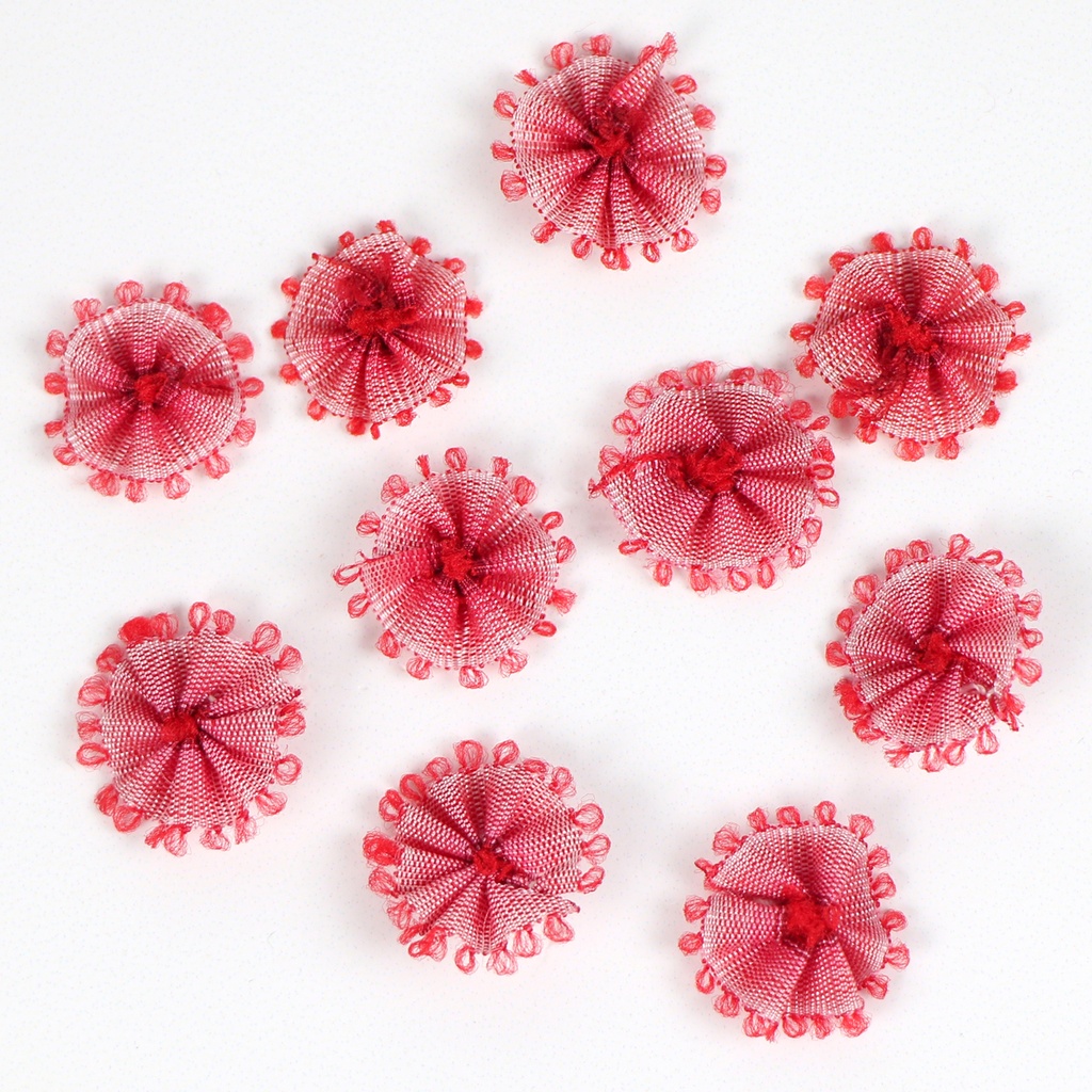 Red, 10 Pack, 9/16 Ombre Ribbon Flowers