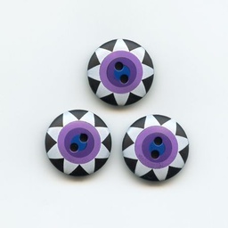 [BPK_15S-BWP] Kaffe Fassett, 15mm Star Flower - Black, White, Purple Button Pack