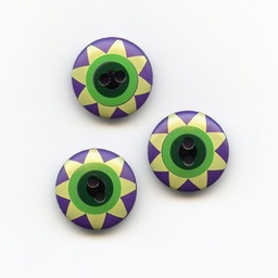 [BPK_15S-PG] Kaffe Fassett, 15mm Star Flower - Purple & Green Button Pack