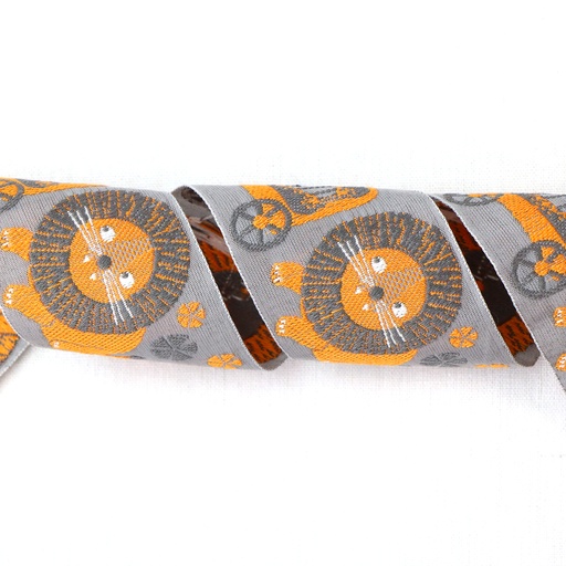 [RBYD_100475-01] Ribbon Yardage - Lion on Grey