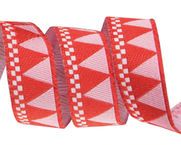 [RBYD_JS08-2] Ribbon Yardage - Red Triangles and Checkerboard