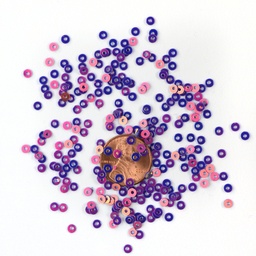 [S28] 3mm Flat Sequins, Pink Copper with Green & Gold Lights