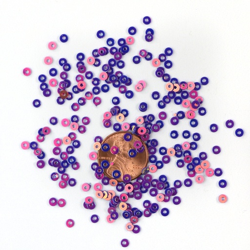 [S28] 3mm Flat Sequins, Pink Copper with Green & Gold Lights