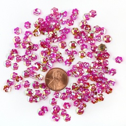 [S58] 4mm Flower Sequins, Pink with Gold Lights