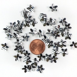 [S45] 10mm Daisy Sequins, Silver with Black Stripes