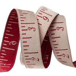 [RBYD_FG-17-1] Ribbon Yardage - Tape Measure French Pearl & Red