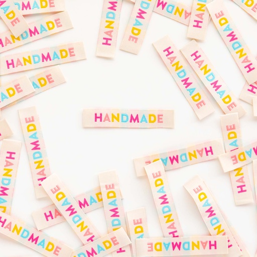 [SHWL_070603] "Handmade"  Colorful Sewing Woven Labels, 8pk