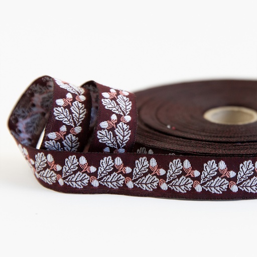 [RBYD_100648-07-H] Ribbon Yardage - Oak Leaf on Umber