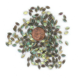 [S103] 9mm x 7mm Folded Leaf Sequins, Matte Textured Dark Green & Grey