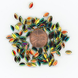 [S106] 9mm x 7mm Folded Leaf Sequins, Green with Gold & Red Lights