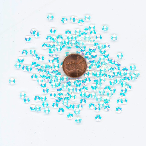 [S153] 5mm Flower Sequins, Pearl with Multi Lights