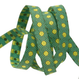 [TK36-4] Ribbon Yardage - Yellow Tortoise Dots on Green