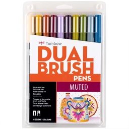 [TB56186] ​​​Muted, 10pk Dual Brush Pen Art Markers